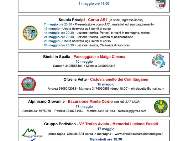 Proposte del mese di maggio