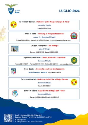 PROGRAMMA DEL MESE DI LUGLIO