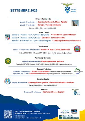 PROGRAMMA DEL MESE DI SETTEMBRE